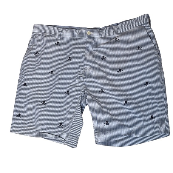 Polo Ralph Lauren Mens Seersucker Shorts Size 42 Skull Oars Stretch Classic Fit - Picture 1 of 9